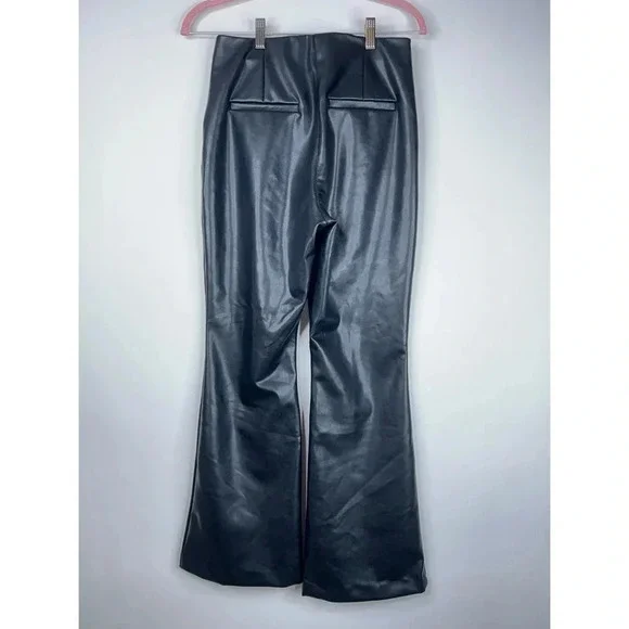 Abercrombie & Fitch Vegan Leather Black Pants Curve Love High Rise Flare Bootcut - Picture 5 of 11